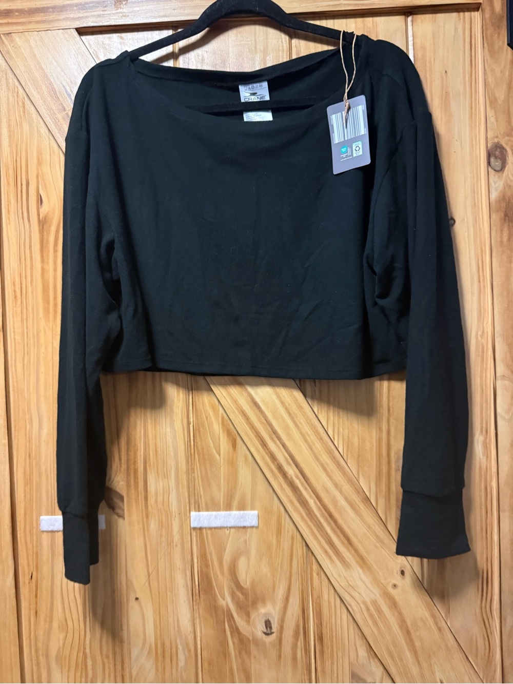 Crane Black Cropped Long-Sleeve Top